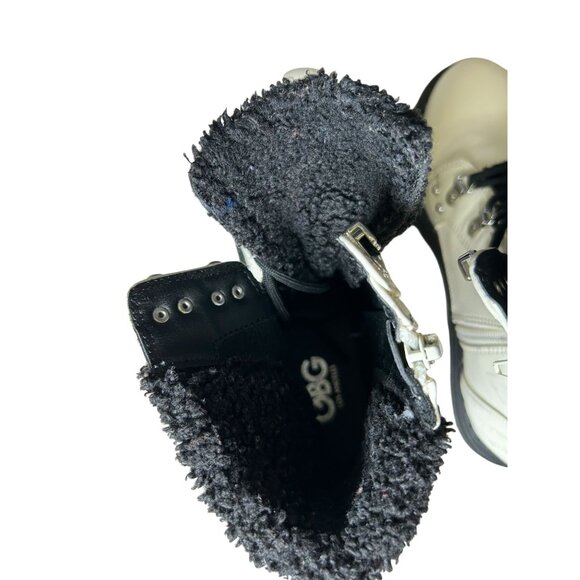 CBG Los Angeles Walken Bootie Combat Boots White Womens Sz 7.5 Side Zip Lined - Picture 16 of 16